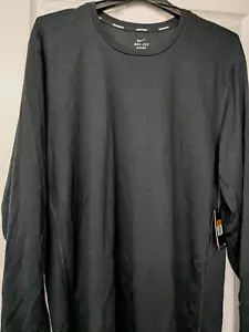 Nike Dri Fit Wool Running Long Sleeve Shirt Men's NWT XXL 553668- 010 Black - Picture 1 of 8