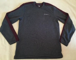 Maglione Eddie Bauer alto grande uomo grigio foderato in pile pullover caldo - Foto 1 di 6