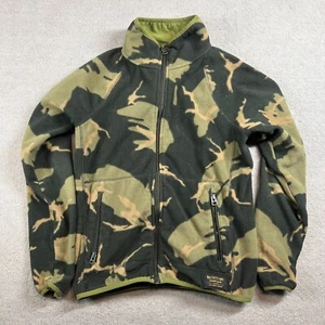 Burton Jacket Boys Medium Green Camo Fleece Sweater Full Zip Pockets Mock Neck - Picture 1 of 12