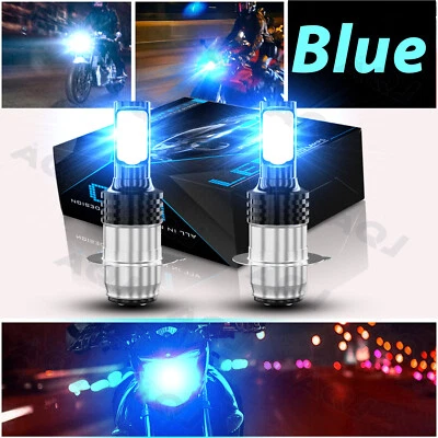 For Yamaha Timberwolf 250 1992-2000 Pair P15D LED Hyper BLUE Headlight H6M Bulbs Foto 1 de 4