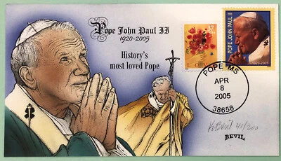 Bevil Pope John Paul II 1920-2005 Event Cover With Love Stamp #41/200 Sc 3898 - Image 1 of 4
