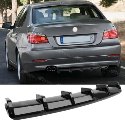 Para 5 Series E60 E61 Sedan preto para-choque traseiro difusor spoiler divisor barbatanas lábio - Imagem 1 de 4