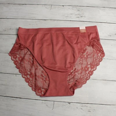 Ambrielle Women's High Cut Brief Panties Size XXL 9 Seamless Open Lace Back - Image 1 of 4