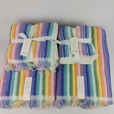 Toallas multicolores arco iris a rayas Rachel Zoe 8 piezas 2 baños y 2 manos y 4 paños Foto 1 de 4