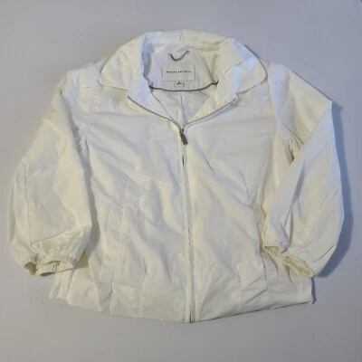 Chaqueta para mujer Banana Republic talla mediana blanca poli cremallera completa Foto 1 de 4