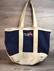 Ralph Lauren Polo Jeans Co Lobster Hut Canvas Navy Blue Beach Tote Bag 21x16 in