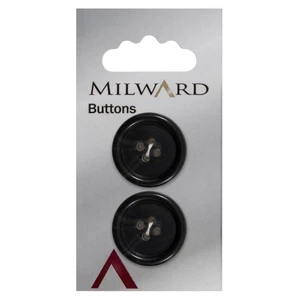 Milward Buttons: Carded: 25mm: 5 Packs of 2: Black: 4-Hole - Picture 1 of 2