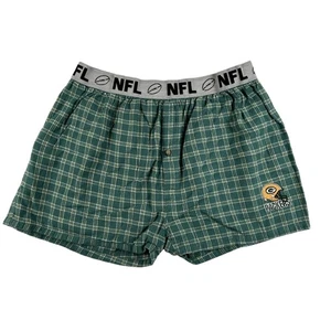 Boxer vintage Green Bay Packers pantaloncino donna XL verde NFL calcio a quadri anni 90 - Foto 1 di 11