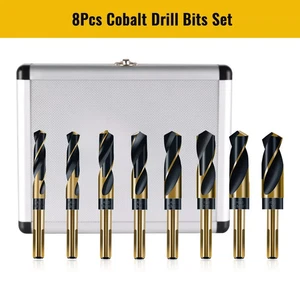 8PC BLACKSMITH TITANIUM HSS HIGH SPEED STEEL TWIST DRILL BIT SET REDUCED SHANK - Picture 1 of 13