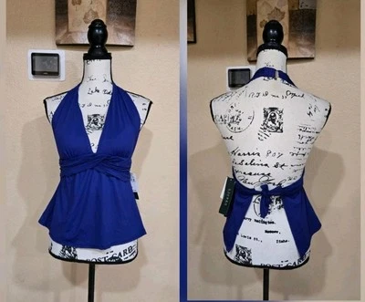 Camiseta Tankini Lauren Ralph Lauren Twist Moldeada Copa Halter Púrpura Talla 10 Foto 1 de 4