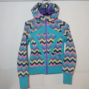 Ivivva By Lululemon Girls Full Zip Zig Zag Hoodie Sweatshirt Size 12 Multicolor - Picture 1 of 3
