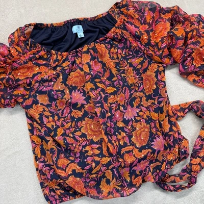 Женские рубашки CeCe большой пейсли цветочный принт с плеча длинным рукавом блузка - Изображение 1 из 4