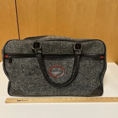Vtg American Flyer Duffel Bag Black Tweed Carry On Overnight Luggage Tote - Image 1 of 4