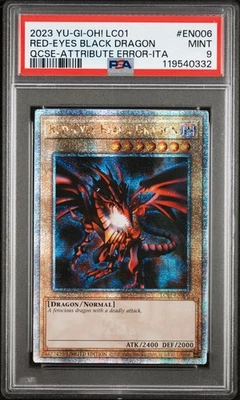 2023 Yu-Gi-Oh Red-Eyes Black Dragon LC01-EN006 QCSE Attribute Error Italia PSA 9 - Image 1 of 3