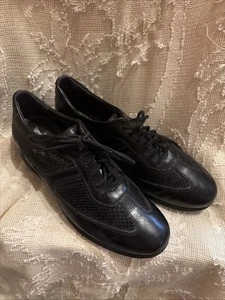 WOMEN'S SHOES SIZE US 7 Black LEATHER SNEAKERS BY MEPHISTO - Picture 1 of 7