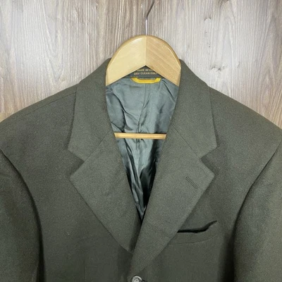 Bill Blass 运动外套男式 40S 棕色纯色 100% 纯骆驼毛美国制造 — 第 1/4 张图片