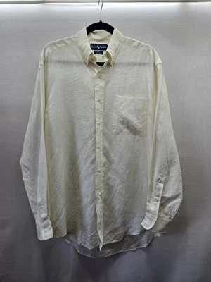 Camisa Ralph Lauren Blake Para Hombre Talla M Marfil 100% Lino Top Abotonada Foto 1 de 4