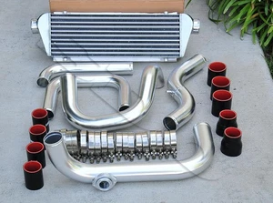 Polished Piping S/RS Flange + Intercooler + Black Coupler for 92-00 Honda Civic - Picture 1 of 2