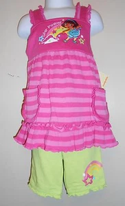 Nickelodeon Dora The Explorer Girls Star Power 2 Piece Short Set Pink 5 NWT - Picture 1 of 3