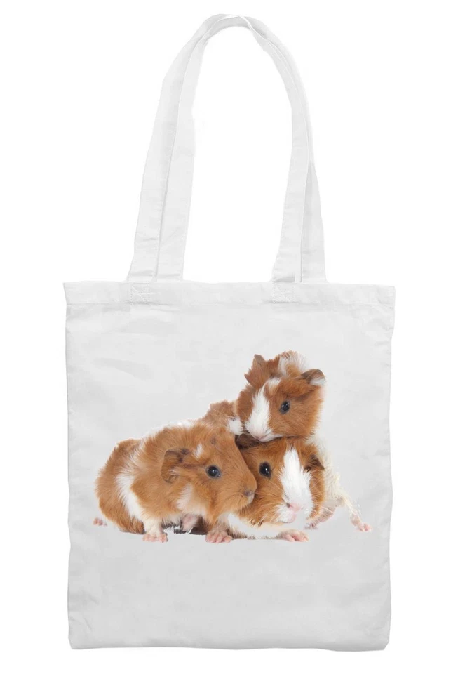 TRIBAL T-SHIRTS GUINEA PIG FAMILY RE-USABLE SHOULDER SHOPPING BAG