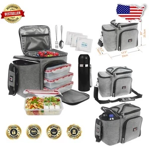 Thermal Insulated Lunch Bag Kit - Bento Boxes and Accessories for Family Picnics - Picture 1 of 9