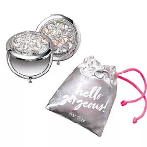 Avon BEJEWELED MIRROR Compact with Pouch ~ Brand New Condition ~ NEXT DAY SHIP - Picture 1 of 9