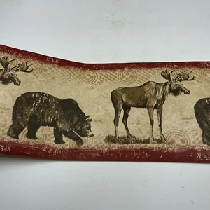 Norwall Moose Bear Wallpaper Border 7In x 5Yd Pre-Pasted BW77446LL Cabin Lodge - Picture 1 of 8