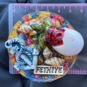 TURKEY🇹🇷RESIN FRIDGE MAGNET✅TURKIYE FETHIYE CITY ANCHOR AND TURTLE SOUVENIR🎗 - Picture 1 of 3