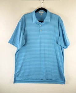 Peter Millar Sommer Komfort Herren Poloshirt blau gestreift Performance Golf Large - Bild 1 von 9
