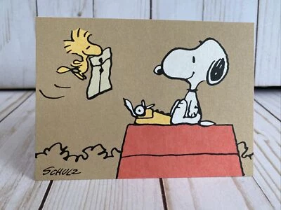 Woodstock Delivering Mail To Snoopy Blank Card Hallmark Friendship New Note - Image 1 of 4