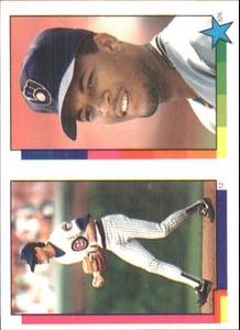 1990 Topps Stickers #12 Ryne Sandberg #326 Gary Sheffield Jerome Walton on back