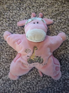 Plush 12" Harley Davidson Soft Baby Toy Rattle Toy Pink Giraffe Born To Ride - Picture 1 of 11