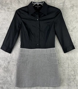 Democracy Women's 4 Gray Black Short Sleeve Dress Blouse Skirt Faux Suit Office - Picture 1 of 12