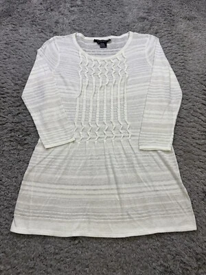 Túnica Etcetera Top Mujer Pequeña Blanca Lino Plisada Manga 3/4 Campesina Lechera Foto 1 de 4