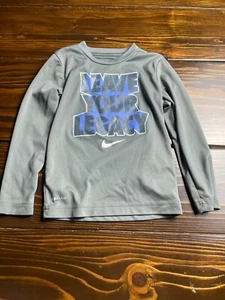 Nike Shirt, Boys Size 4T Gray Dri-Fit, Activewear, Long Sleeve Leave Your Legacy - Picture 1 of 8