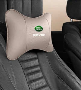 Car Seat Headrest Neck Cushion Pillows For Land Rover Beige Real Leather 2PCS - Picture 1 of 5