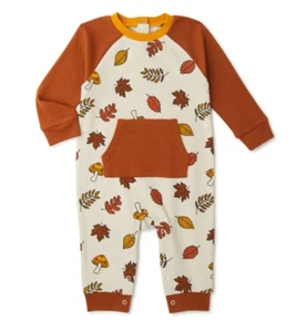 Fall Leaves Baby Boys Long Sleeve Thanksgiving Romper NWT - Picture 1 of 4