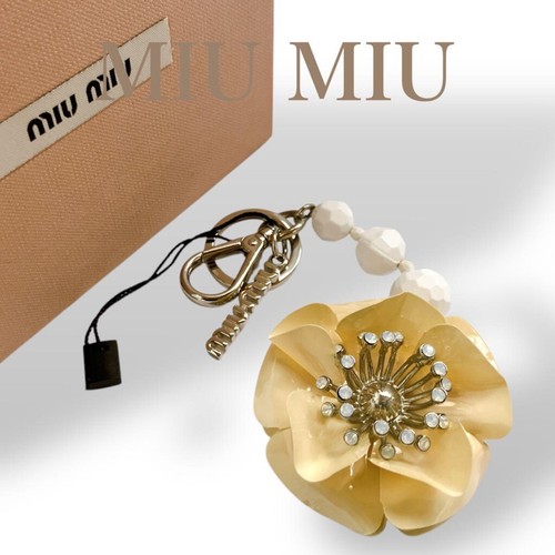 Portachiavi Miu Miu Fiore Strass Logo Charm Portachiavi con Scatola Giappone