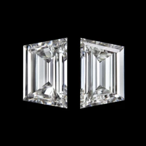 LAB CREATED DIAMOND MATCHING PAIR 1/2ct TRAPEZOID SHAPE CUT LOOSE ACCENT STONES - Picture 1 of 1