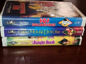 Disney VHS The Jungle Book, 101 Dalmatians, The Great Mouse Detective Classics🔥 - Picture 1 of 6