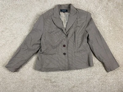 Abrigo Blazer Signature Larry Levine Mujer Talla 18 Muescas Solapa Botón Delantero Beige Foto 1 de 4