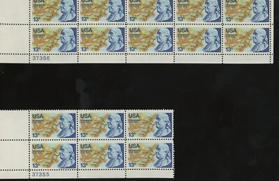 Scott 1690 1976 Ben Franklin 13c Stamps Plate Blocks of 6 and 10 - Image 1 of 2