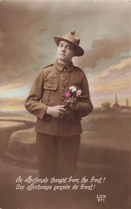 WORLD WAR I WWI SOLDIER SENDS LETTER FROM THE FRONT c1918 POSTCARD 061924 T - Picture 1 of 2