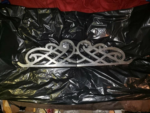Nickel plated cast metal  pediment style piece. Used as Victorian decor piece Cover