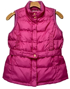 Juicy Couture Vest Girl's 14 Quilted Puffer Hot Pink Snap Belt Elastic Waist - Picture 1 of 12