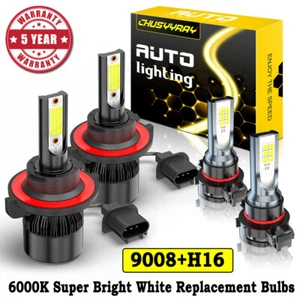 for Jeep Wrangler 2010-2018 4X 6000K LED Headlights Hi/Lo Fog Light Bulbs Kit - Picture 1 of 17