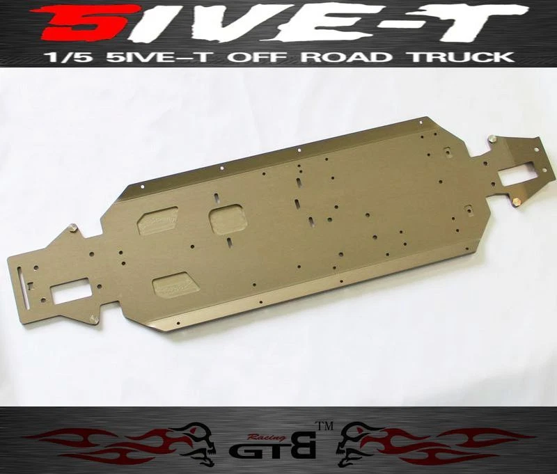 GTB Hard Anodized 7075 Strengthen 1/5 RC Car LOSI 5ive t 1.0 Bottom Main Chassis - Image 1 of 4