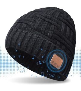 Czarny dzianinowy kapelusz muzyczny Bluetooth Beany - zestaw głośnomówiący - moda - praca - wełniany kapelusz