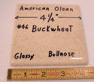 1 pc. *Buckwheat* Glossy Bullnose Ceramic Tile #46 by American Olean 4-1/4"  NOS - Picture 1 of 12