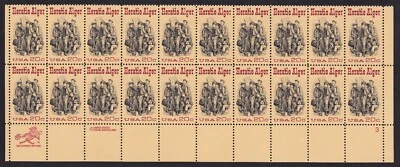 Scott #2010 Horatio Alger Plate Block of 20 Stamps - MNH P#3 - Image 1 of 2